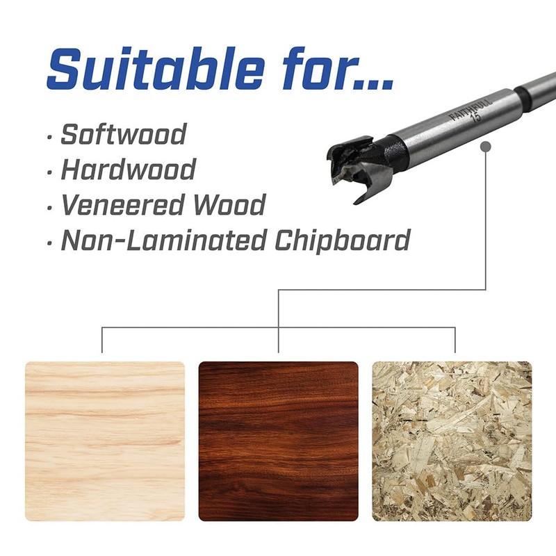 Faithfull FAIFOR15 Forstner Bit for Hardwood, Softwood, Drilling, Boring, Straight,