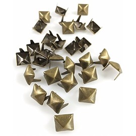 Dangerous Threads Nailheads Spots Studs 2 Prong 3/8" Square Pyramid Studs - Mixed Colors - 100 Pcs (Antique Brass)