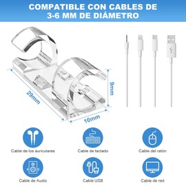 Organizador de Cables,100 Piezas Clips Adhesivos para Cables Transparentes con Nano Gel para Ordenar Conexiones en Pared y Escritorio-Uso TV/USB/Oficina/Gamer
