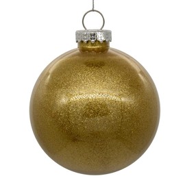 Vickerman 6" Clear Ball Christmas Ornament with Gold Glitter Interior. This Item Comes with 4 Ornaments per Unit.