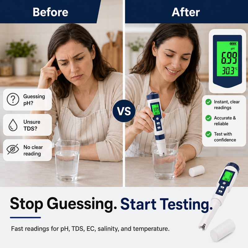 5-in-1 Digital Water Tester for Pools & Aquariums – pH,