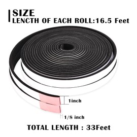 High Density Weather Stripping - 1 Inch Wide x 3/8 Inch Thick, Self-Adhesive Foam Insulation Strip for Door & Window AC, 16.5 Feet