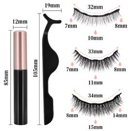Pestañas Postizas Magnésicas con Delineador 3 Pares Pestañas Magneticas 3D Naturales, Delineador Ojos Waterproof, Ven con Pinzas No Se Necesita Pegamento (Mezclado)