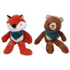 AB TOOLS Dog Bandana Buddy Fox & Bear Bundle Plush