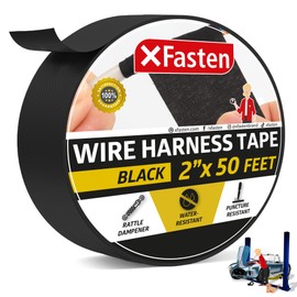 XFasten Wire Harness Tape 2 Inch x 50 Feet High Heat Resistant Wire Loom Tape Fabric Adhesive Cloth Tape Automotive Electrical Tape Cloth Electrical Tape Automotive Wire Wrap Wiring Harness Tape