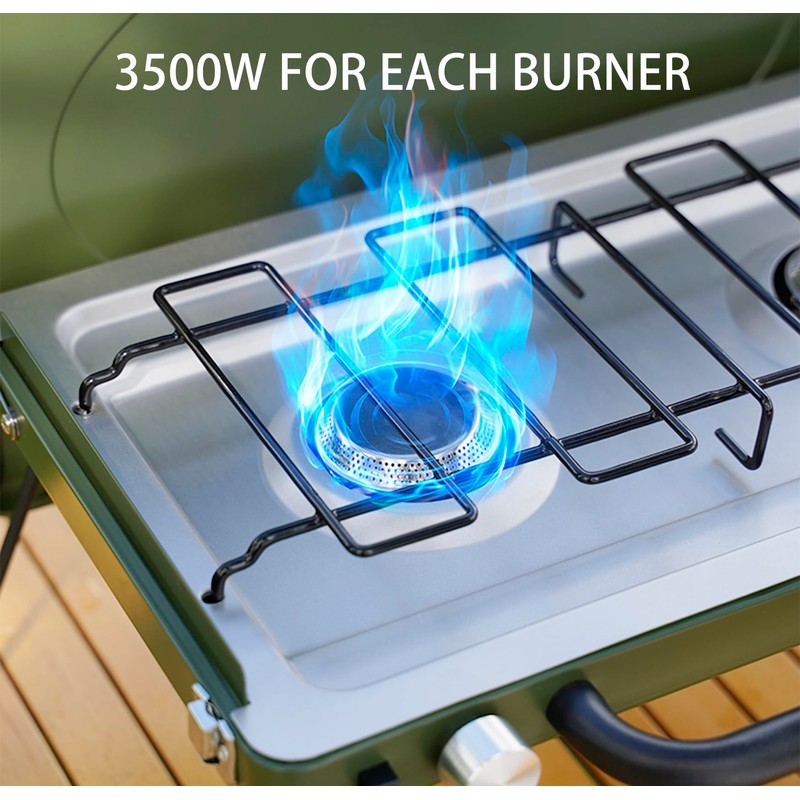 ONLYFIRE Portable Camping Stove 2-Burner, Propane Camp Stove with Foldable