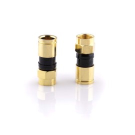 THE CIMPLE CO Gold Coaxial Cable Compression Fitting - 100 Pack Connector - for RG6 Coax Cable - with Weather Seal O Ring and Water Tight Grip
