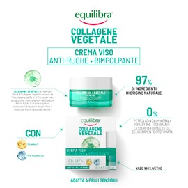 Equilibra, Collagene Vegetale Crema Viso Anti-rughe Rimpolpante, 50 ml , con Fitocollagene da Semi di Zucca e Collagen Amino Acids, Vitamina C, Pro-vitamina B5, Dermatologicamente Testato