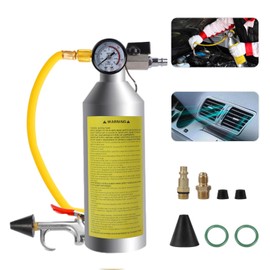 PARAOUTIL Car AC Flush Kit Car Air Conditioning Pipe Cleaning Kit with 220 PSI Pressure Gauge and Hose Flush Canister Kit for Air Conditioning Lines Fuel Lines Condenser Evaporator