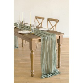 Dloapesy Cheesecloth Gauze Table Runner,Wedding Decor Arch Draping,Gauze Event Centerpiece Runner, Bridal Shower Runner (Smoke Green, Large)