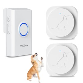 JeaTone Dog Door Bell, Dog Bells to Go Outside, Smart Wireless Potty Training Button for Dogs, Training Dog to Ring The Bell, 2 Pack Button White