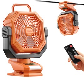 xeamun Portable Camping Fan with LED Lantern, 360°Rotation and Clip on for Desk, 8000mAh USB Rechargeable Battery Powered, Digital Display and Hanging Hook for Tent RV Outdoor Travel Barbecue Bedroom