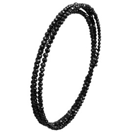 Shinjuku Gin no Kura, High Quality, 0.08 inch (2 mm), Natural Black Spinel, Women's, One Size Fits Most, 3 Strands Bracelet, Anklet, August, Birthstone, Stone, black spinel