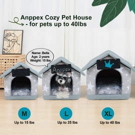ANPPEX Cozy Dog House Indoor,XL Size Indoor Dog House for Medium and Large Dogs,Covered Dog Bed House with Cushion,Grey
