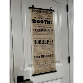 1862 John Wilkes Booth “Robbers” Boston Museum Playbill  Banner Scroll Poster
