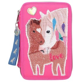 Depesche Miss Melody Love 10529 Pencil Case 3 Compartments with Sequins Approx. 20 x 13 x 7 cm Pink
