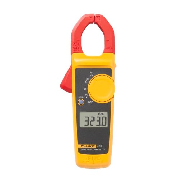 Fluke 323 Clamp Meter For Commercial/Residential Electricians, Measures AC Current To 400 A,Measures AC/DC Voltage To 600 V, Includes 2 Year Warranty And Soft Carrying Case,Multicolor,8"x3"x2"