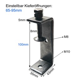 Ponezg Pack of 2 C Clamp 65-95 mm Adjustable Jaw Openings Stainless Steel C Clamps Screw Clamps Small Screw Clamps Metal Clamping Screws Clamp Bracket Table Clamp M8 M10 Screw Clamp C-Clamp Set