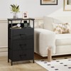 Somdot Black Nightstand with Charging Station and LED Light for