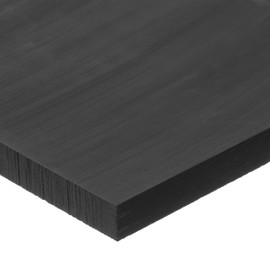 UHMW Polyethylene Plastic Sheet, Recycled, Black, 3/8 in Thick x 12 in Wide x 12 in Long