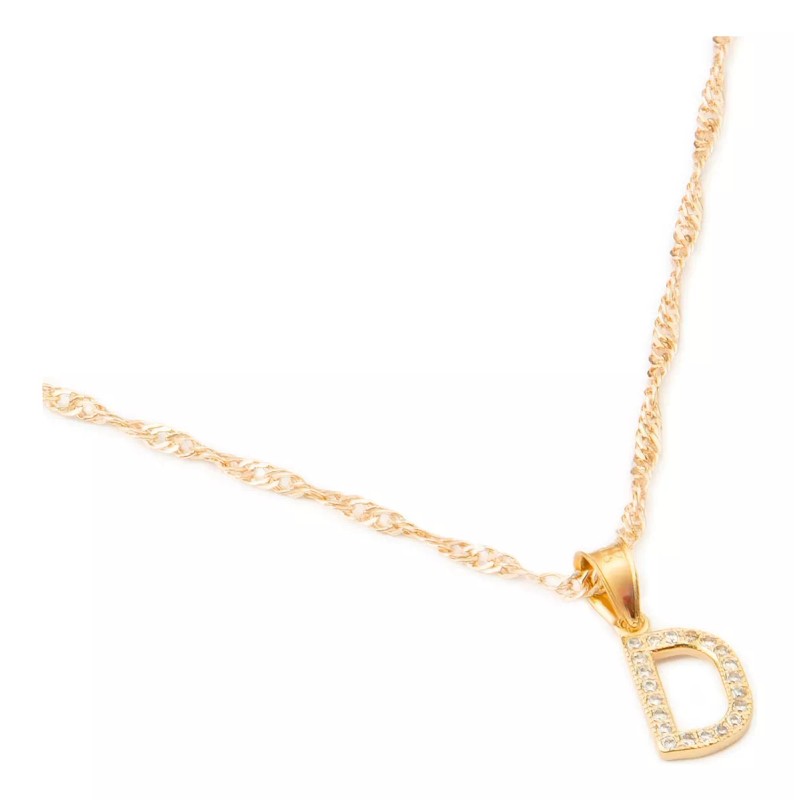 Ametrinaa Dije Inicial / Letra D Mini Con Zirconia Chapa