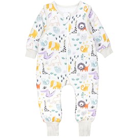 TupTam Baby Sleeping Bag with Feet and Sleeves - All-Year Sleeping Bag Baby 2.5 TOG, Oeko-Tex Certified, Safari animals colourful, 116-122
