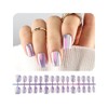 JODSONE 30PCS Light Purple Metallic Mirror Effect Fake Nails Magic