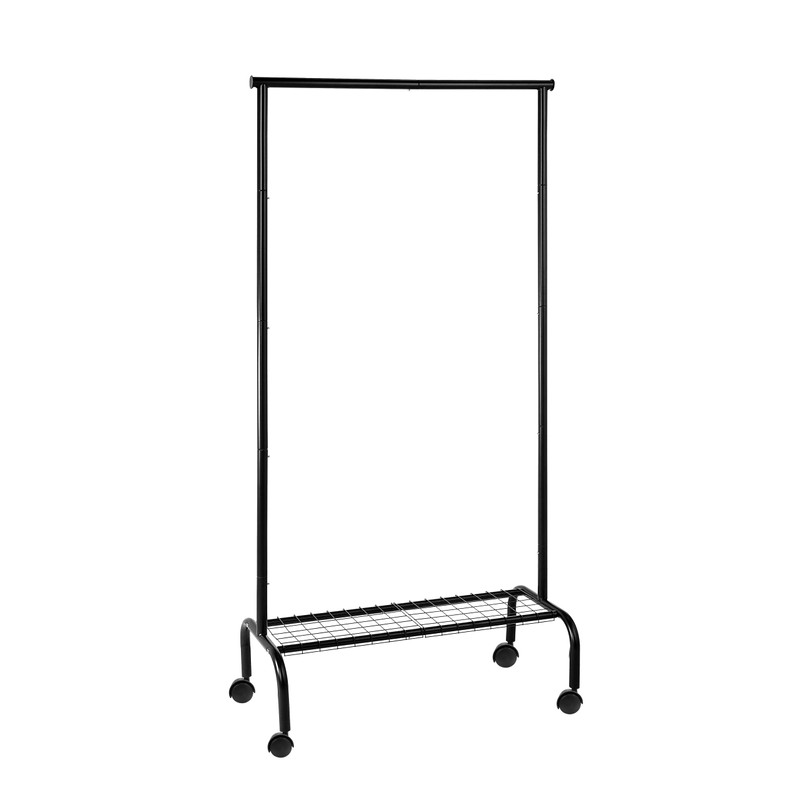 SunnyPoint Rolling Garment Rack with Shelf – Heavy-Duty Metal Clothing