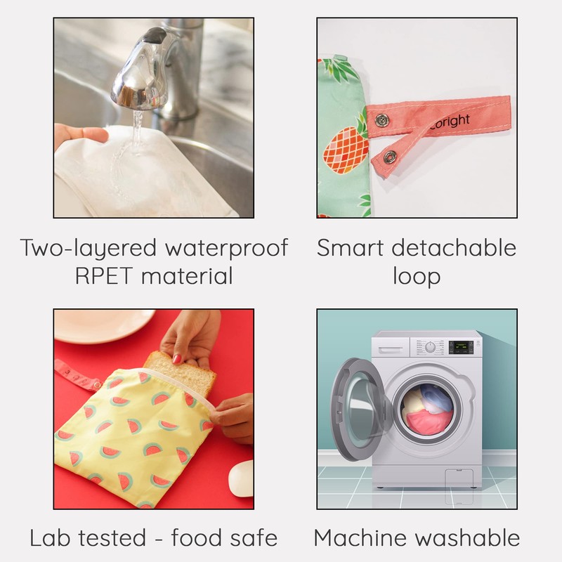 100% RECYCLED Reusable Sandwich Bag & Snack Bags by EcoRight