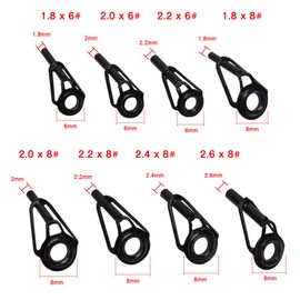 Repair kit for fishing rod tip, fishing rod repair tip ring, fishing rod guide, replacement rings made of ceramic made of stainless steel, stainless steel replacement rod tip, tip ring rod ring 1.8-2.6 mm, 8 pieces Tokaneit
