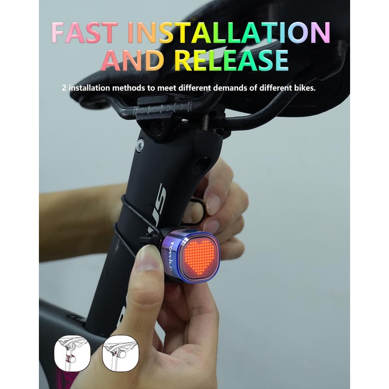 TOWILD TL08 Bike Rear Light with Expression DIY Function,Gradient Color