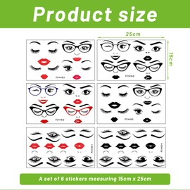 Shimmerz Face Stickers for Crafts, Lips, Mouth, Eyes, Eyebrows, Nose Stickers, Make a Face Sticker for Holiday, Party Accessories, DIY Crafts, Flower Pots, Pack of 6