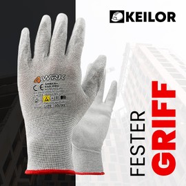 KEILOR SHIELD+ESD PRO - Antistatic Work Gloves with Carbon Fibre & PU Coating - 12 Pairs - Size 7 - Precise, Breathable, ESD Protection Tested - For Electronics Laboratory Assembly - Unisex