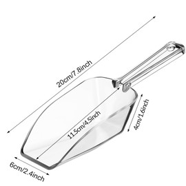 Hestya 4 Pcs Multi Purpose Clear Plastic Scoops for Candy Buffet Acrylic Kitchen Ice Food Popcorn Scoops for Protein Powders, Ice Cream, Coffee, Tea Jar (7.8 Inch)