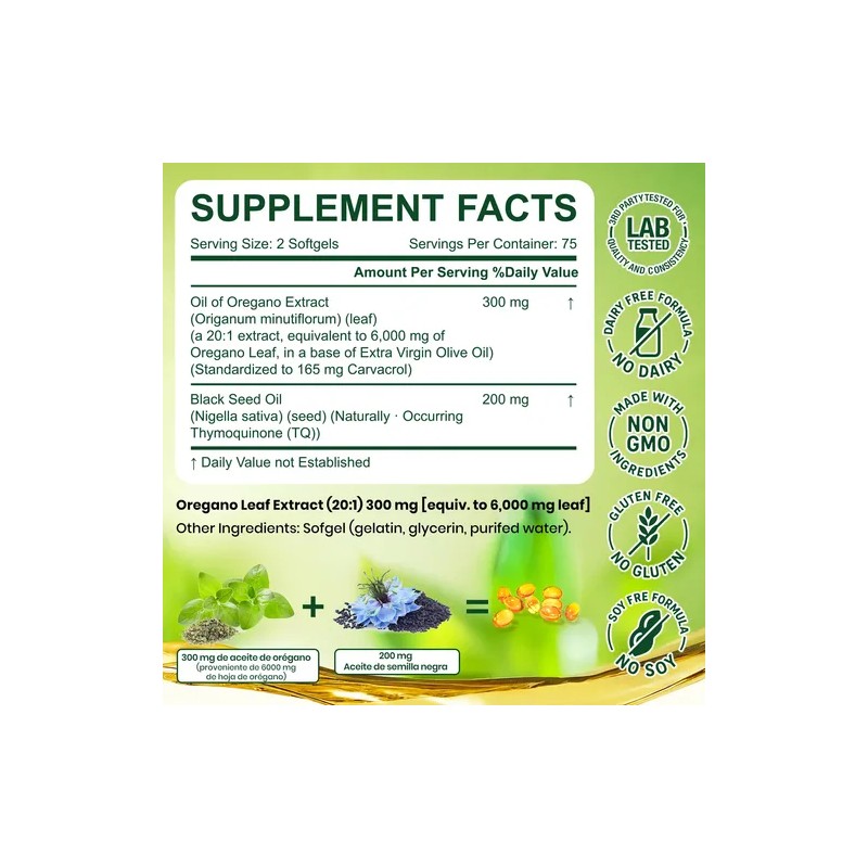 Nutrajoy Aceite Orégano 6000mg 150 Cápsulas Carvacrol