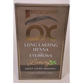 BROWSXPERT Long Lasting Henna Kit For Eyebrow Hair Stir+Brush Dark Brown/3g