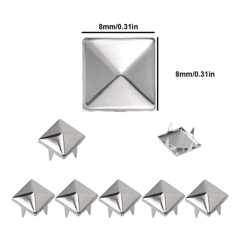 WeddHuis 50 Pieces Square Metal Rivets, Pyramid Spike Rivets, DIY