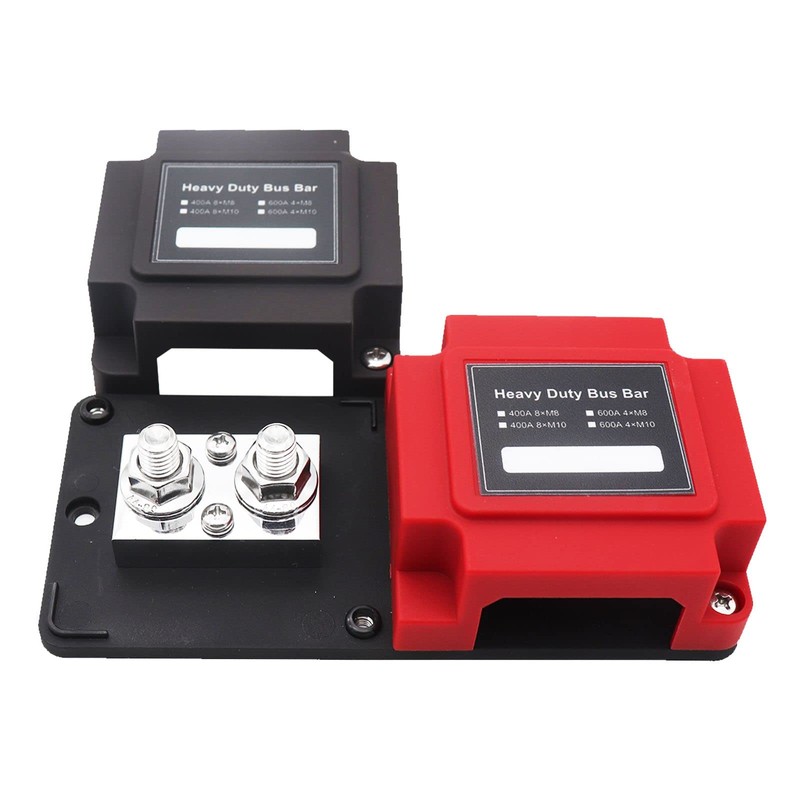 600A Power Distribution Block Bus Bar Pair with Cover Marine