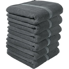 Erwin Müller Mannheim Terry Towel Pack of 6 Plain Anthracite Size 50 x 100 cm - Quick Drying and Extra Absorbent, Practical Thanks to Loops on Both Sides, 100% Cotton