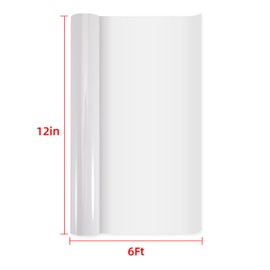 Srunffe Heat Transfer Vinyl 12" x 6ft Colors HTV Vinyl for Shirts, Iron on Vinyl for Cricut & Cameo or Heat Press Machine Easy to Weed, （White 12" x 6ft）