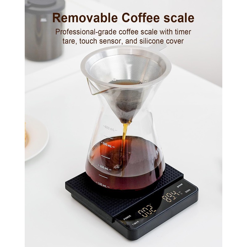 MOKKOM Coffee Grinder Electric with Scale, Conical Burr Coffee Grinder