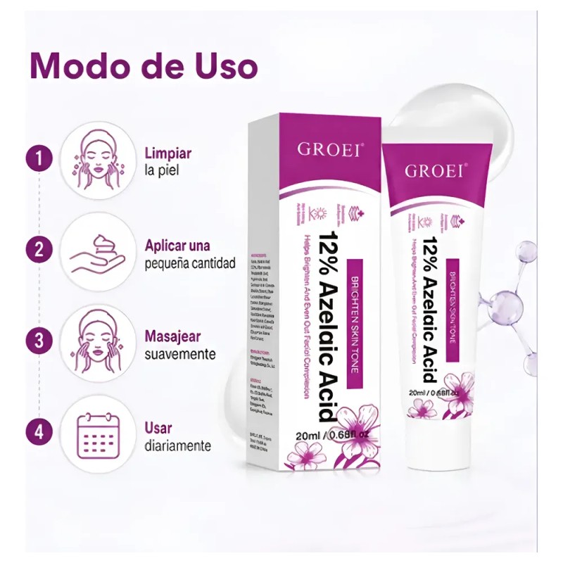 Crema Ácido Azelaico 12% Contra Acné Manchas Del Rostro