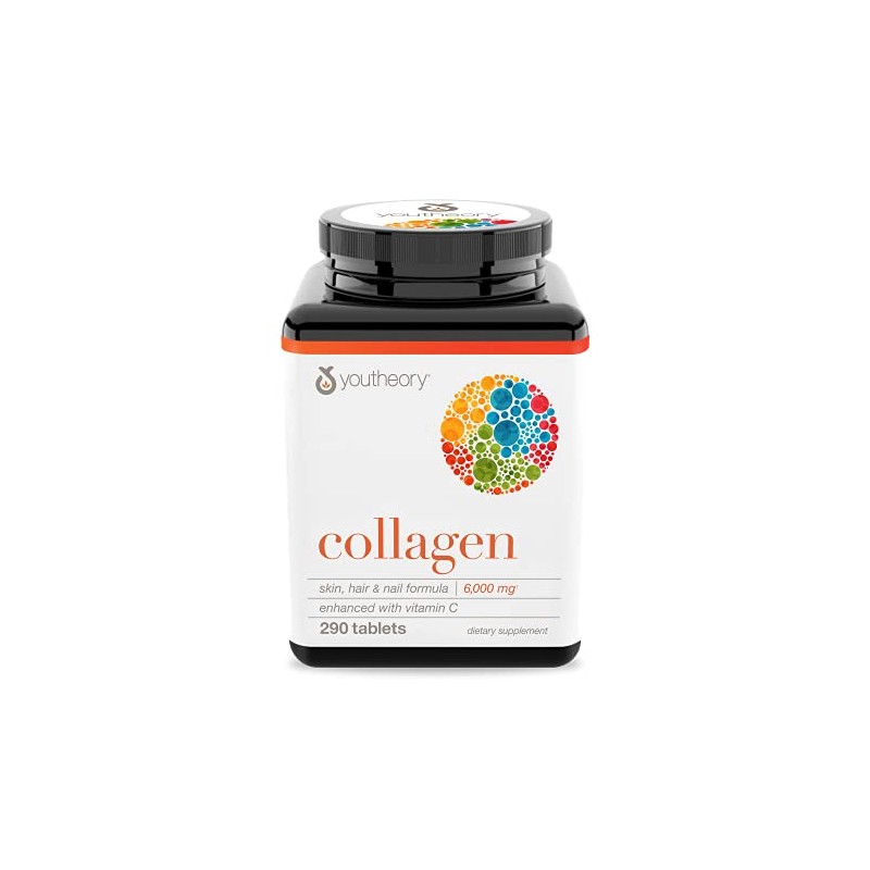 Youtheory Colageno con vitamina C Avanzada formula hidrolizada, 290 tabletas