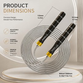 Cuerda de saltar para hombres, mujeres y niños, cuerda de saltar de alta calidad con rodamiento de bolas doble, giro de 360 grados, cuerda de saltar con cable de alambre de acero de PVC de 4
