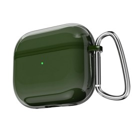 LoeoeL for Airpods 4 Case Clear, Transparent Silicone Cute Girly Airpods 4th Generation Case with Keychain, Hard Shell Plastic Airpods Cover Accessories for Women Girls, Dark Green