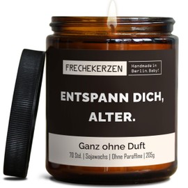 Lustige Duftkerze mit asozialem Spruch | Handgemacht aus Sojawachs | In Geschenkbox | Gast Geschenk Freundschaft Kumpel Papa Partner Schwester BFF Deko schlechte Laune |Ohne Duft