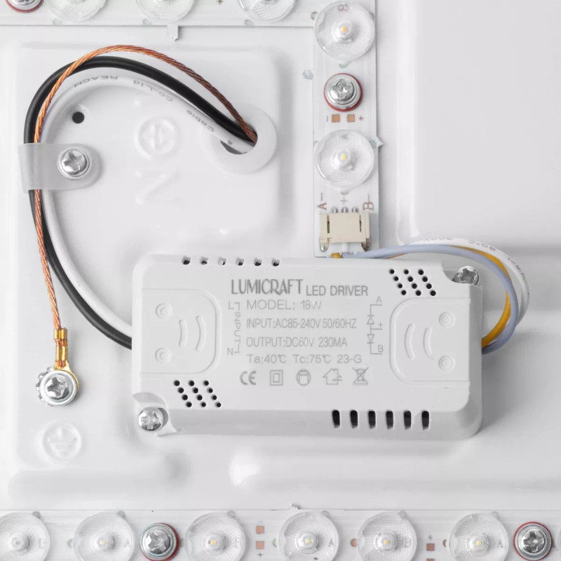 Lumicraft Lampara Led Panel Plafon 18 Watts Blanca Con Textura