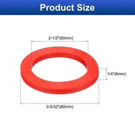 uxcell 12 Pcs Solid Silicone Flat Washer DN65 3-5/32" OD x 2-1/2" ID x 1/4" Thickness Large Washers O Ring Sealing Gaskets, Industrial Flat silicone Spacer, Red
