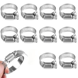 Joebo Hose Band, 10 Pieces, Hose Clamp, 304 Stainless Steel, Inner Diameter 0.2 - 0.4 inches (6 - 12 mm), 0.4 - 0.6 - 0.6 inches (10 - 16 mm), 13-19/14 mm - 27 mm, 16 - 25 mm, 18 - 32 mm (18 - 32 mm