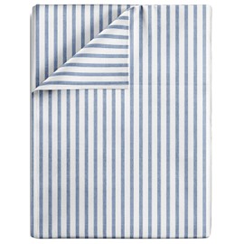 King Size Flat Sheet - Hotel Quality Top Flat Bed Sheet Only - Ultra-Soft, Comfy, Breathable & Cooling - Fade & Wrinkle Free - Easy-Care, Stain and Shrink Resistant Bedding - Oeko-Tex - Blue Stripes